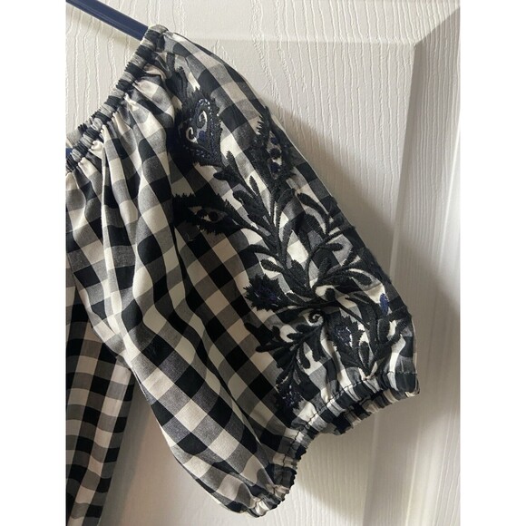 Who What Wear Womens Dress Size S Gingham Fit and Flair  Bow Embroidered Boho - Picture 5 of 7